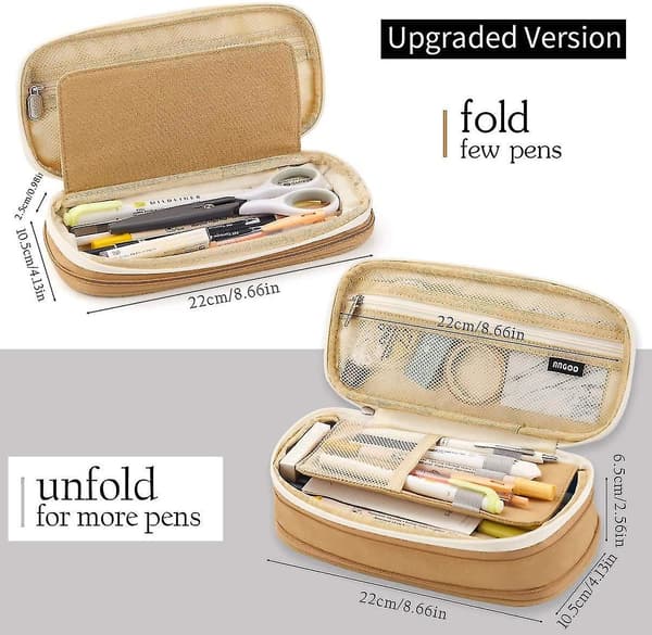 Pencil Case Opbevaringsboks med Stor Kapacitet brown