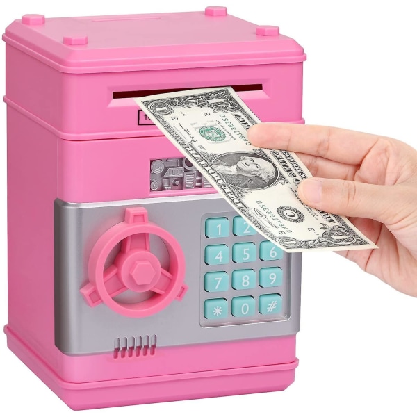 Piggy Bank, Birthday Toys Gifts For 4 5 6 7 8 9 10 Year Old Boys Girls, Electronic Real Money Coin Atm Machine, Plastic Large Saving Bank Safe Lock Bo