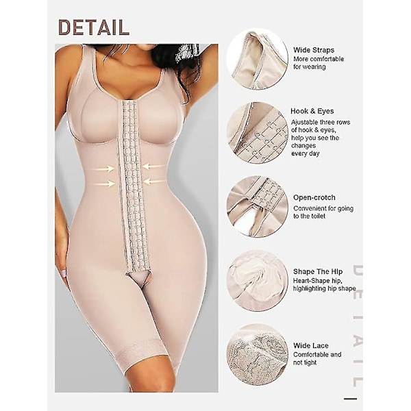 Women's Full Body Shapewear Fajas Tummy Control Body Shaper Beige 4XL