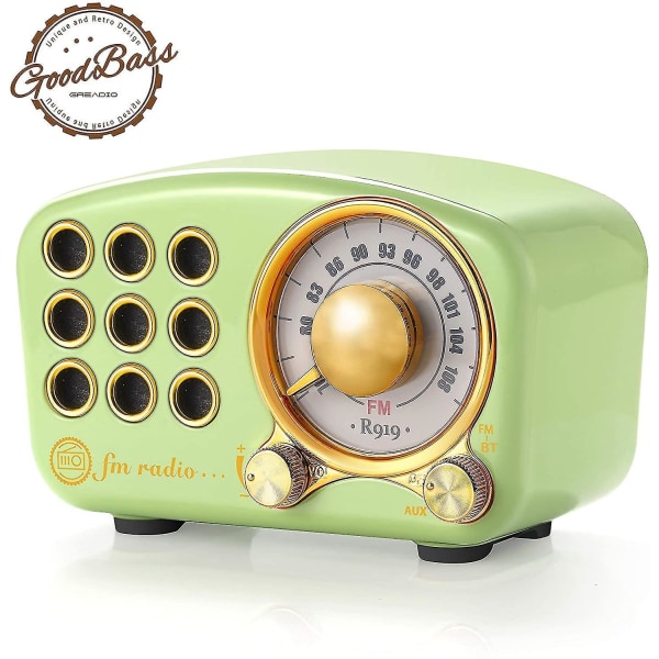 Retro Bluetooth Speaker, Vintage Radio- Fm Radio With Old Fashioned Classic Style, Strong Bass Enhancement Ruikalucky