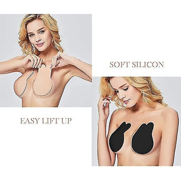 Body Tape, Invisible Strapless Adhesive Sticky Bra Set For Women Black