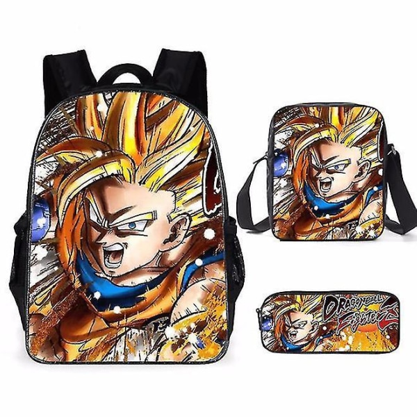 Dragon Ball -aiheinen alakoulun reppu 3-osainen setti, tietokonelaukku, olkalaukku, penaali