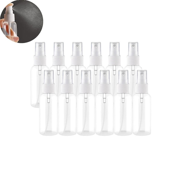12pcs Spray Bottles, Clear Empty Fine Mist Plastic Mini Travel Bottle Set, Small Refillable Liquid Containers 50ml