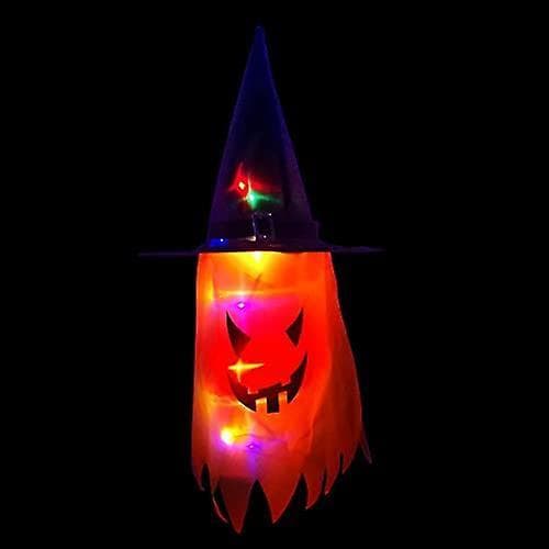 Halloween Hanging Glowing Ghost Witch Hat Battery Powered Led String Lights Outdoor Hanging Decorative Tree Porch Patio Orange
