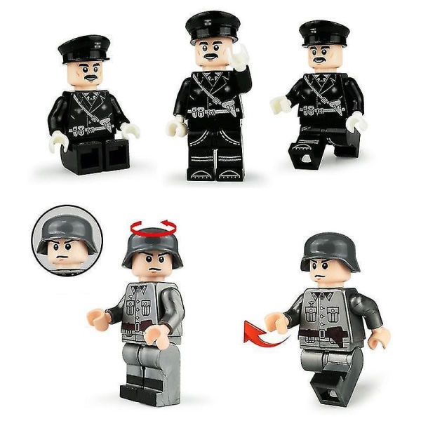 8pcs Military Building Blocks Minifigure 2 Station German Officers And Soldiers Building Blocks Toy