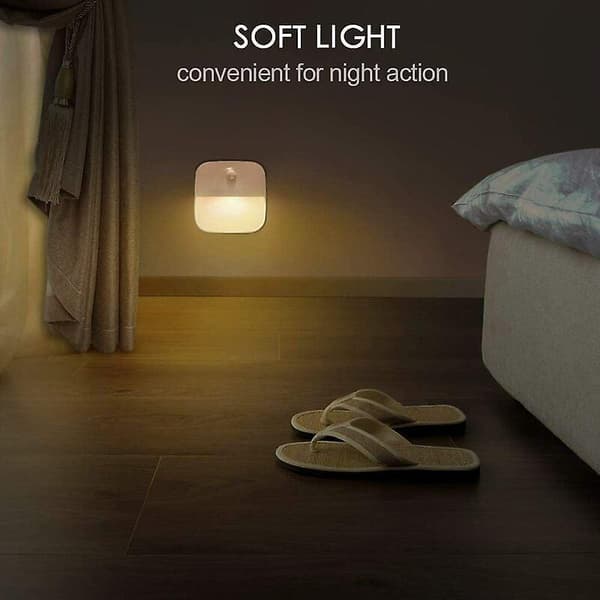 Litzee LED Nattlys, Selvklebende Vegg Nattlampe Med Bevegelsessensor Og Lyssensor, LED Barne Nattlys For Barnerom, Cham