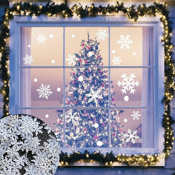 1000 stk. Glitter Snøfnugg Ornamenter Julepynt Silver