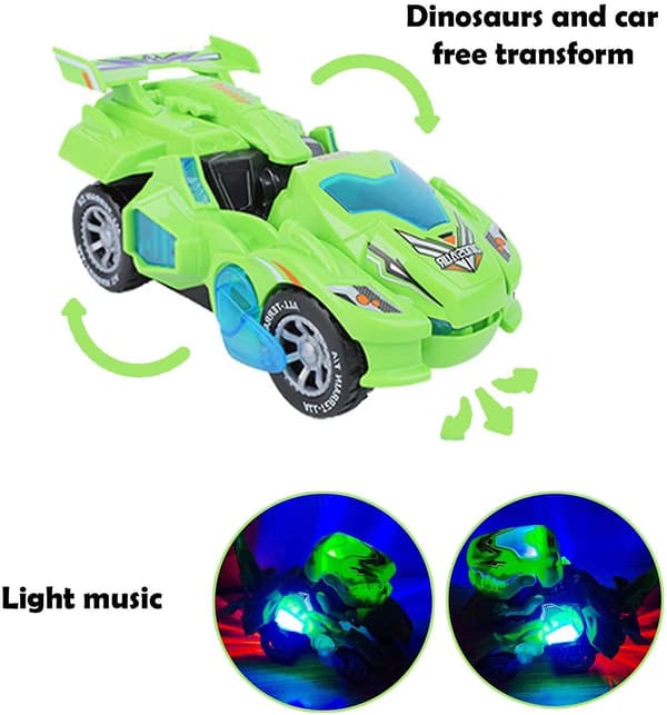 Transforming Dinosaur Toy, 2 In 1 Automatic Dinosaur Transformer Toy Green