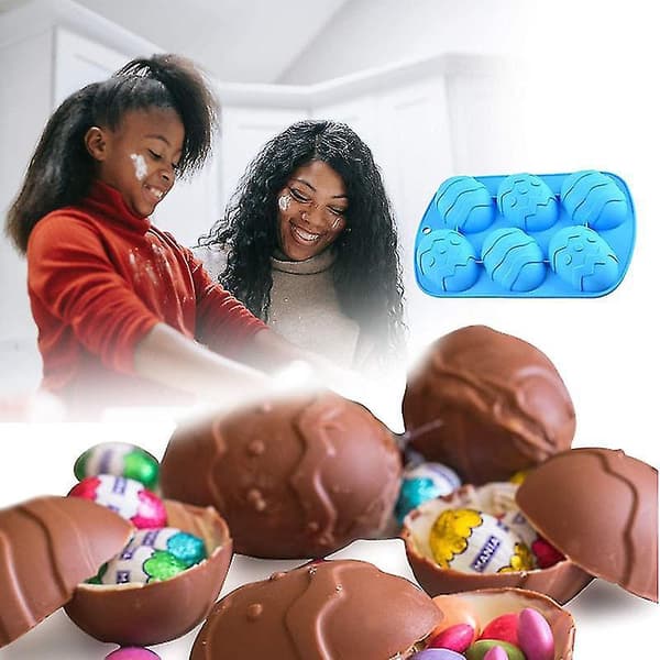 6 Jevne Dinosaur Egg Sjokolade Silikonform Påskeegg Kakeform Manuell Såpeform Pink