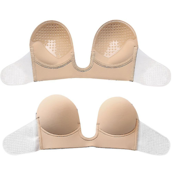 Push Up Strapless Sticky Adhesive Invisible Backless Bras Apricot Style 3