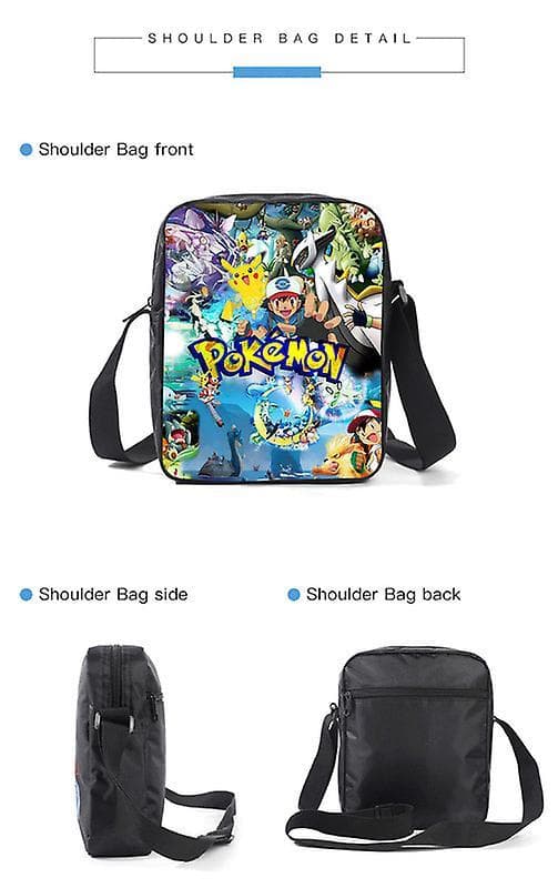 3pcs Pokmon Schoolbag Pikaqiu Backpack Polyester Comfortable Lightening Children's Bag 8