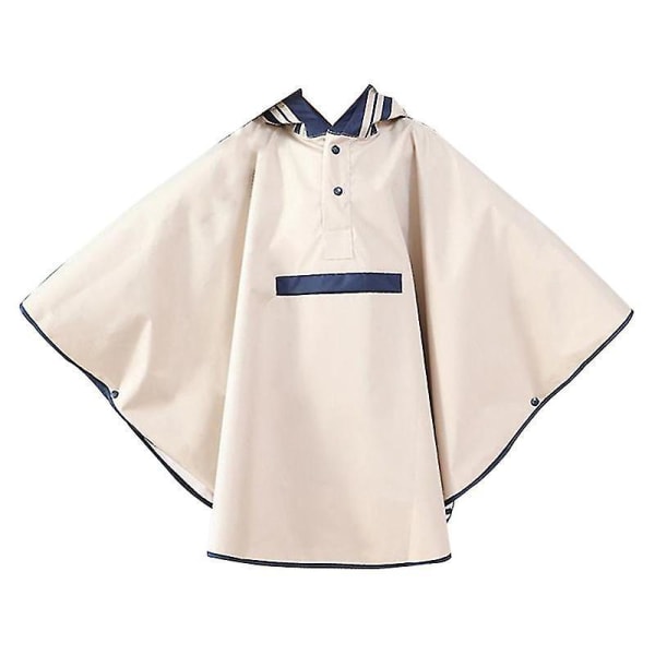 Regnslag til børn, poncho, vandtæt kappe, regnfrakke med hætte, regntøj i ét stykke (beige) - Størrelse M