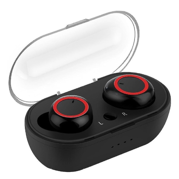 Trådløse Bluetooth-kompatible 5.0 Touch Control Øretelefoner med Mikrofon og Opladningsboks Black Red