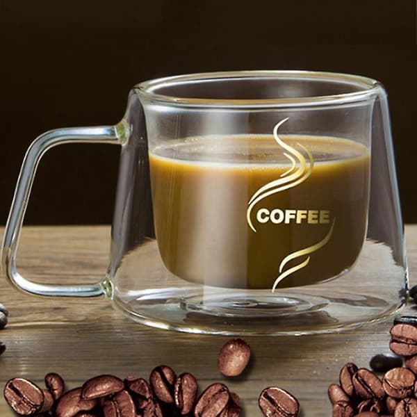 Coffee Mug Espresso Cup Thermal Glass Double Wall High Borosilicate Mugs Without Spoon