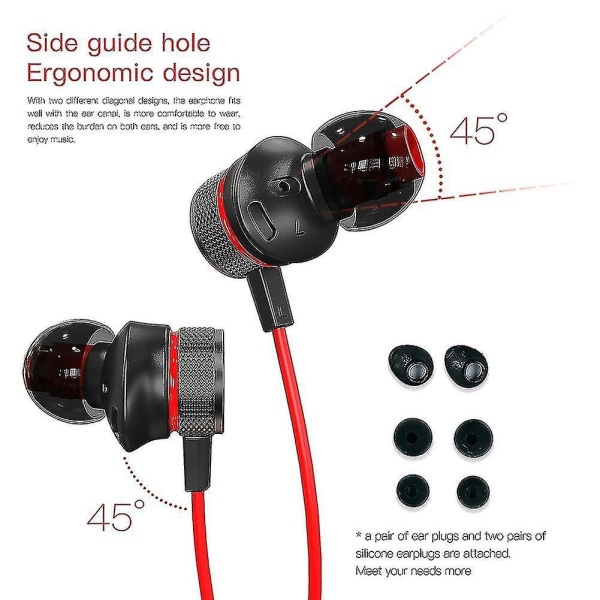 Plextone G15 3,5 mm:n langalliset nappikuulokkeet äänenvoimakkuuden säädöllä ja mikrofonilla Red