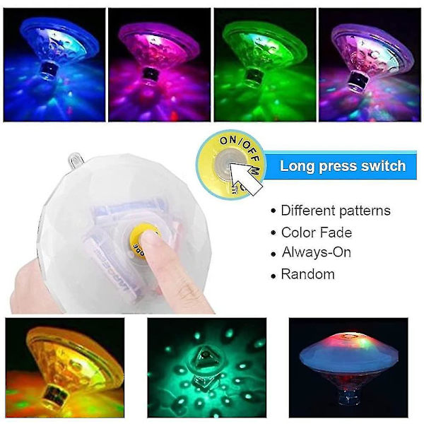 Color Floating Pool Light, Disco Bath Light, Ip68 Submersible Led Light, Led Underwater Light With 7