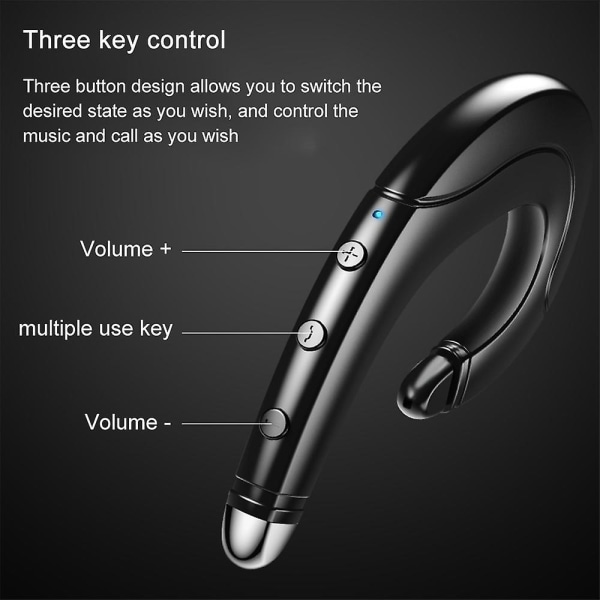 Trådløs Bluetooth Usynlig Enkel Ørepropp Med Mikrofon Støyreduserende Vanntett Ørekrok Uten Øreplugg Sport Headset For Mobiltelefon Svart BLACK
