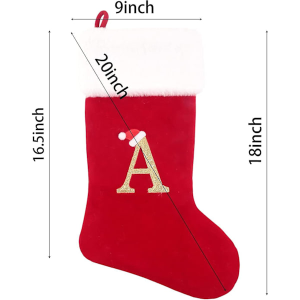 50 cm Superblød Plys Monogram Julestrømper Jule Rustik Personlig Strømpe Broderet Bogstav Dekoration Til Indretning