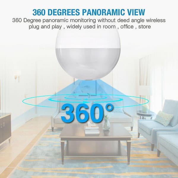 360 Panoramic Wifi Ip Camera Light Bulb Home Security Lamp Fisheye Cam