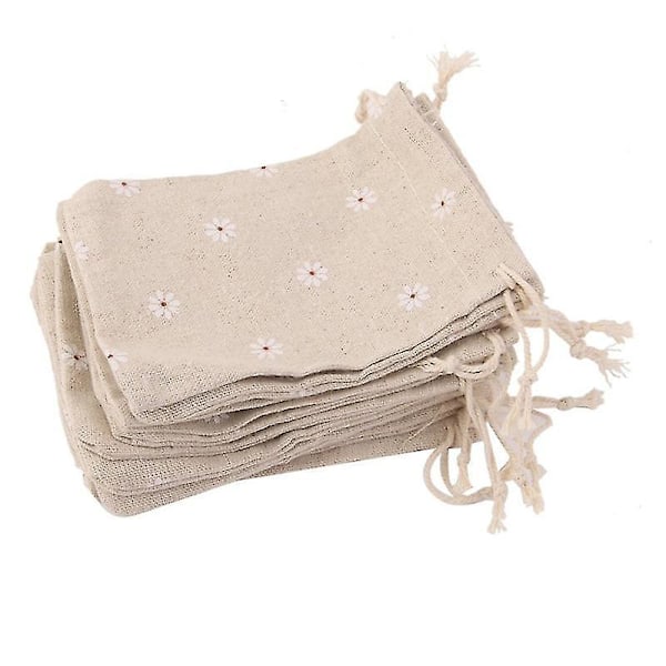 10 stk. Jute Snørebåndsposer Smykkesæk Naturlig Linned Sæk Gaveposer Til Smykketilbehør Favoriserer Slik 10 X 14cm