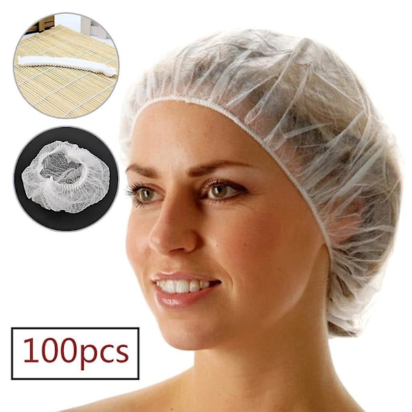 100pcs/lot Disposable Shower Caps Hat Non-woven Shower Caps One-off Bathing Elastic Shower Cap Bath Caps Solid Color
