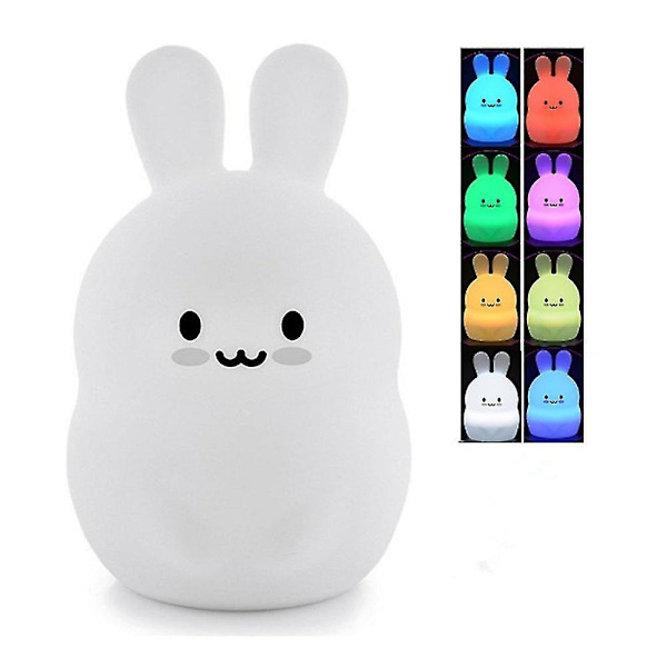 Rabbit Led Night Light Touch Sensor Usb Rechargeable Silicone Bunny Lamp