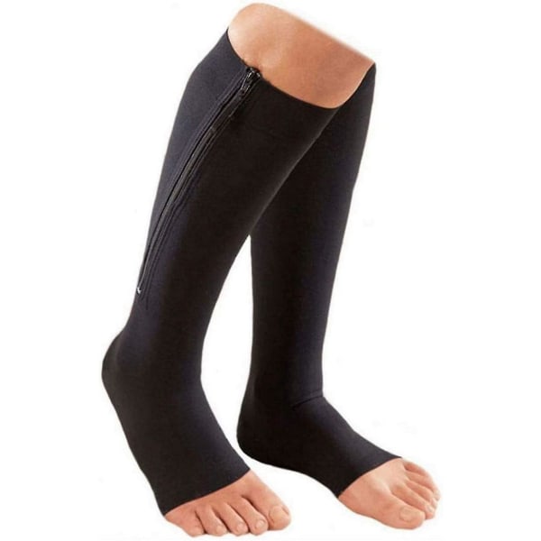1 Pair Of Zipper Compression Medical Leg Calf Swelling Open Toe Socks Body Sculpting Middle Tube With Zipper Socks Calf Socks