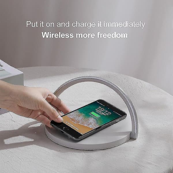3 In 1 Wireless Charger Led Night Light Touch Control Bedside Table Lamp Phone Holder White