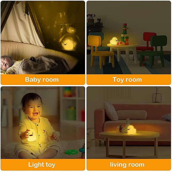 Cute Duck Kids Night Light, SerDa-Run LED Night Lamp With Touch Sensor Silicone Rechargeable