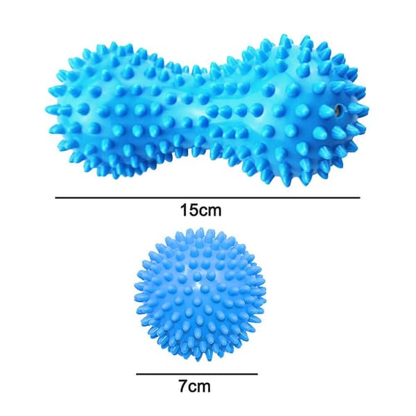 Spike Peanut Roller & Hedgehog Fodmassagebold Sæt - Ideel til Muskler Blue