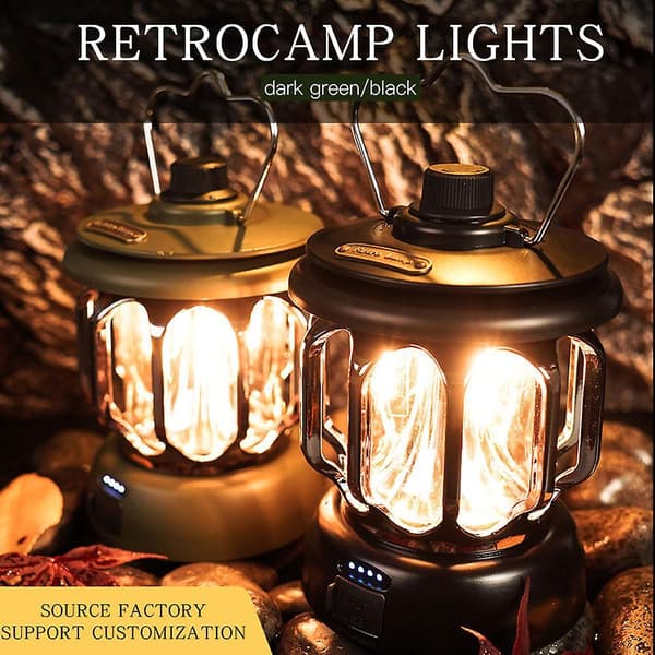 Portable Camping Lamp Rechargeable Lamp Outdoor Lamp Home 3000mAh Black