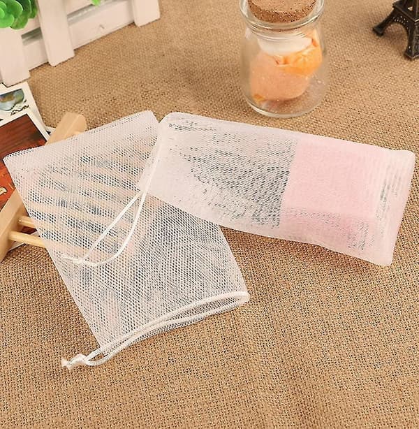 50pcs Soap Net Soap Bag Soap With Cord Cleaning Tools 11 * 9cm White