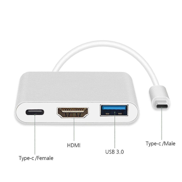 Adapter Converter Usb Type-c Male To Hdmi / Usb 3.0 / Typec Hd4k