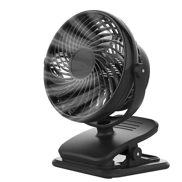 Fan Clip Portable Table Desk Fan USB Rechargeable Battery Black