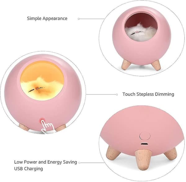 Sleeping Cute Cat Night Light - Little Pet House Atmosphere Light Usb Charging/3 Lighting Modes/timi