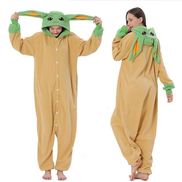 Star Wars Yoda Master Cosplay Pajamas Bathrobe Adult Unisex Jumpsuit Kigurumi Homewear Sleepwear Halloween Outfit Drop Ship L