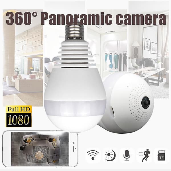 360 Panorama 1080p Ir Camera Bulb Wifi Fisheye Cctv Security Camera