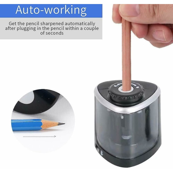 Electric Pencil Sharpener Battery Operated Automatic Sharpener For Home School Office Black