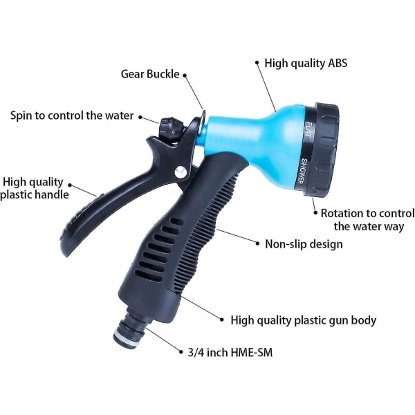 Garden Hose Nozzle/high Pressure Sprayer, Multiple Adjustable Spray Modes, Suitable For Watering Equipment, Cleaning, Car Washing And Shower