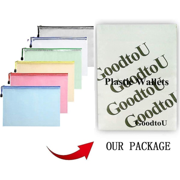 A5 Zip File Bag Mesh Document Plastic Wallet Folders Zipper Plastic Pockets (pack Of 12)