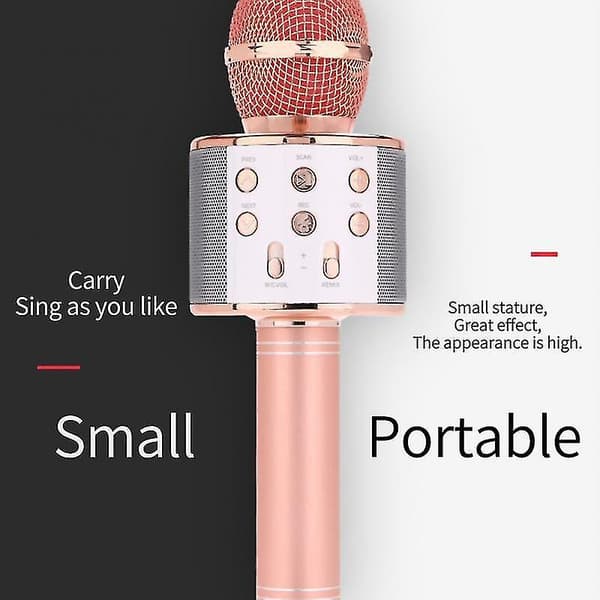 Wireless Microphone Karaoke Speaker Voice Changer Microphone Professional Speaker Mobile Phone Handheld rose red