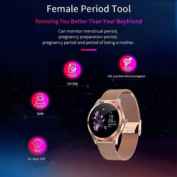 Smartwatch til kvinder, elegant High-end Ip68 vandtæt Gold