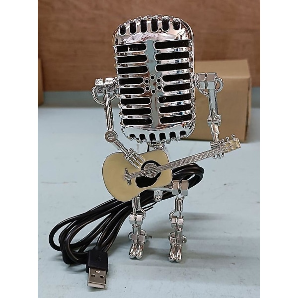 Metal Microphone Led Table Lamp Statue Model Home Decorative Light Fixture
