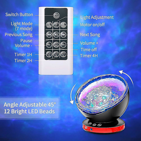 Led Projector Lamp, Kids Ocean Waves Projector Night Light With Remote Control - Ssxjv