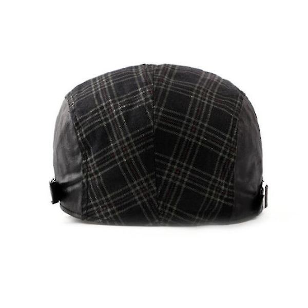 Plaid Pattern Men Breathable Cotton Newsboy Cap Soft Material F Brown