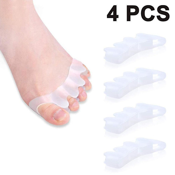 4 Pcs Toe Separators For Overlapping Toes And Restore White