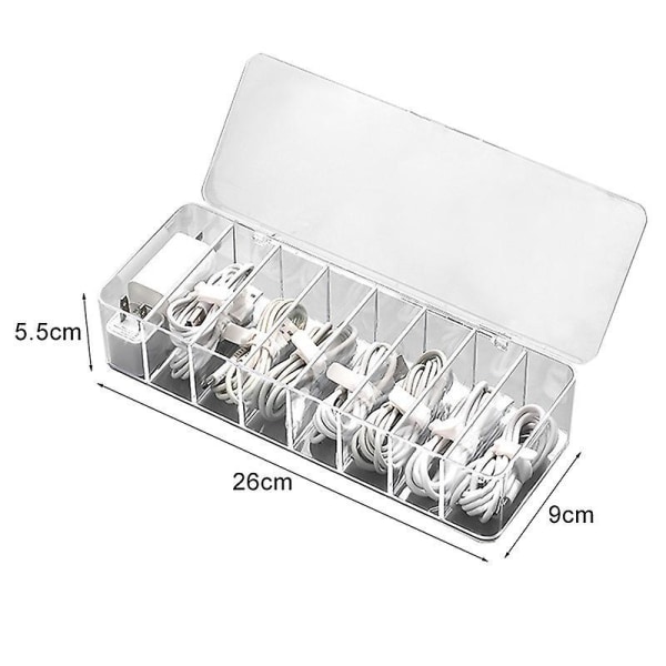 Cable Storage Box Transparent Plastic Data Line Storage Container For Desk Stationery Multifunctional Headset Data Charging Line C