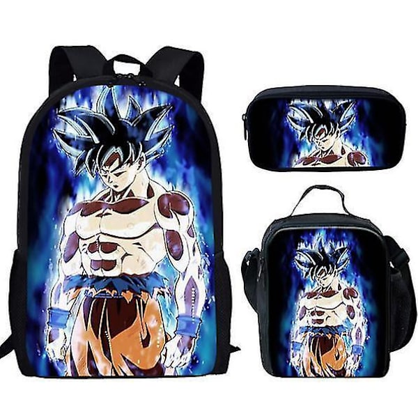 Dragon Ball -aiheinen alakoulun reppu 3-osainen setti, tietokonelaukku, olkalaukku, penaali
