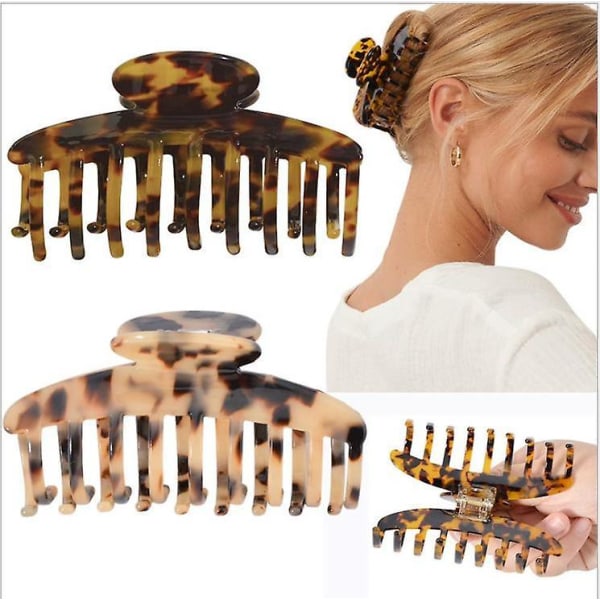 Iso hiusklipsi kilpikonnakuvioinen banaaniklipsi sopii ohuille naisille. Ranskalainen design, selluloidileopardikuvio, vahva kiinnitys, sopii paksuille hiuksille Light leopard
