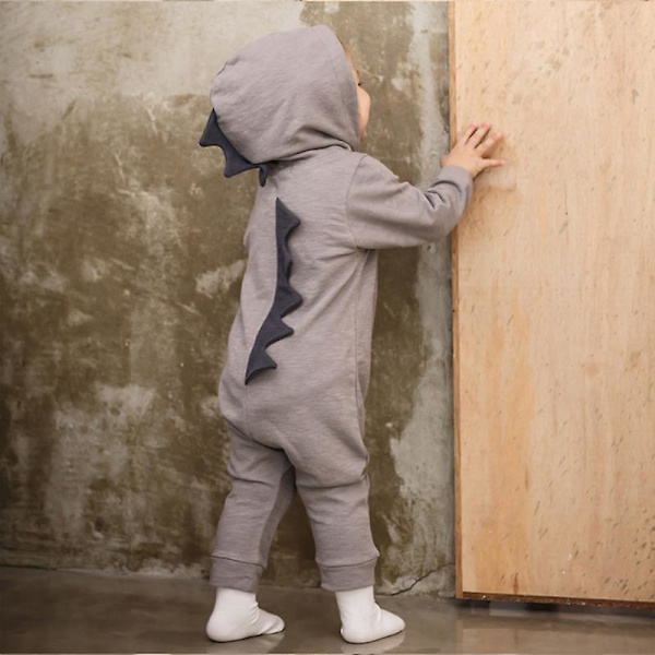 Vastasyntyneen vauvan dinosaurus hupullinen romperhaalari pyjama yöasu Grey 18 Months